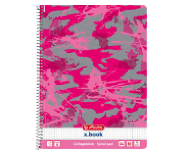 Herlitz spirálfüzet A4 kockás Camouflage pink 80 lapos