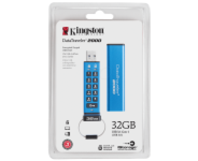 Kingston 32GB USB3.1 pendrive DT2000/32GB, kék titkosítható