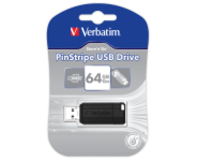 Verbatim Pinstripe 64GB USB memória, USB 2.0, fekete