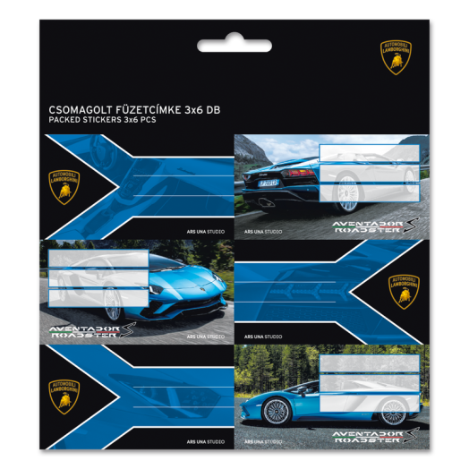 Lamborghini csomagolt füzetcímke (3x6 db)