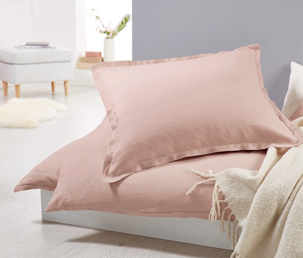 Lenvászon ágynemű, rózsaszín, egyszemélyes