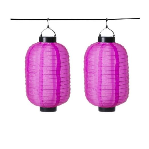 Napelemes vízálló ovális kültéri LED lampion (28 cm) – lila, sárga színben