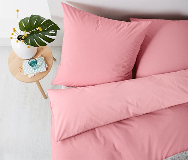 Kétoldalas perkál ágynemű, rózsaszín , 2 személyes