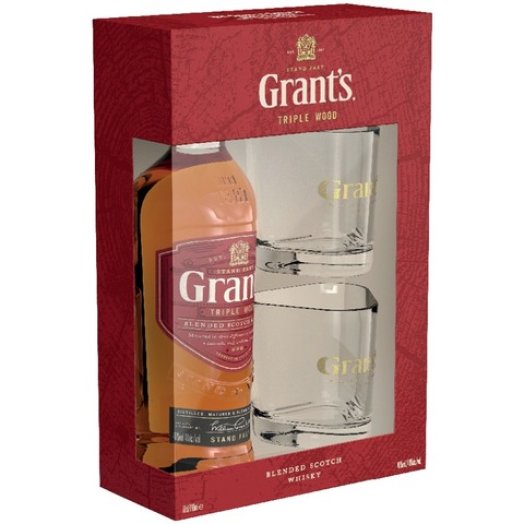Grant's whisky 2 db pohárral díszdobozban
