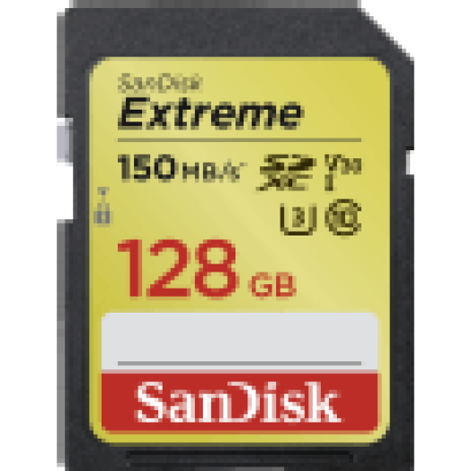 SDXC Extreme kártya 128GB, 150MB/s V30 UHS-I U3