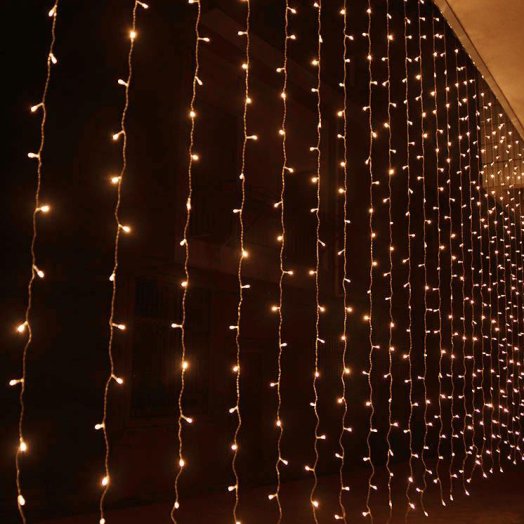 LED-es fényfüggöny, sorolható, meleg fehér 3x5m (500 LED)