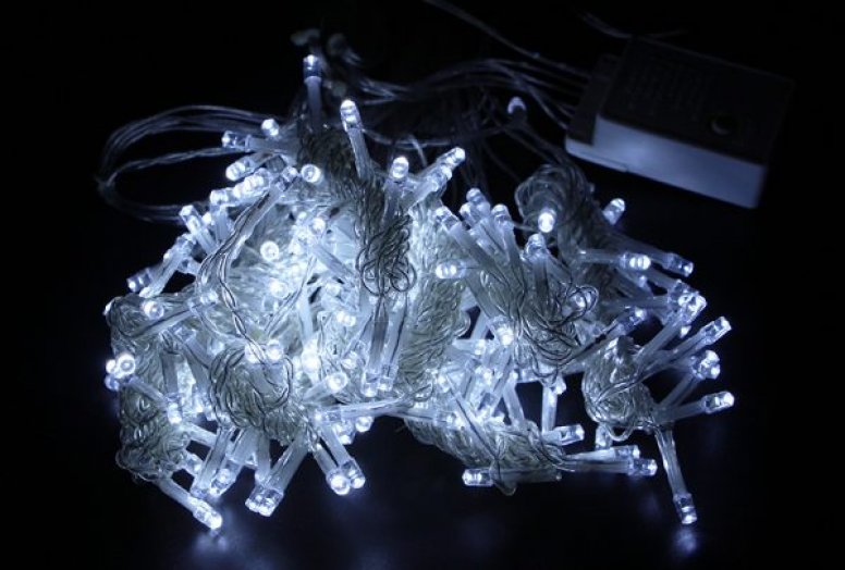 LED-es fényfüggöny, sorolható, hideg fehér 3x2m (200 LED)