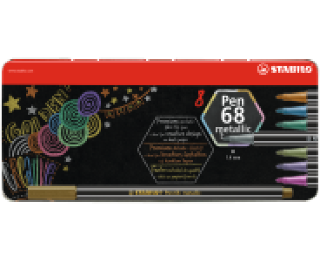 Stabilo Pen 68 metallic filc 8db-os fémdobozos készlet