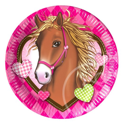 Rózsaszín lovas 23 cm-es tányér - 10 db