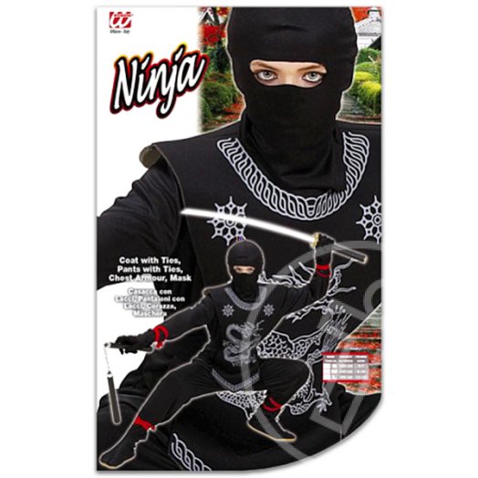 Ninja jelmez gyerekeknek fekete színben S méret