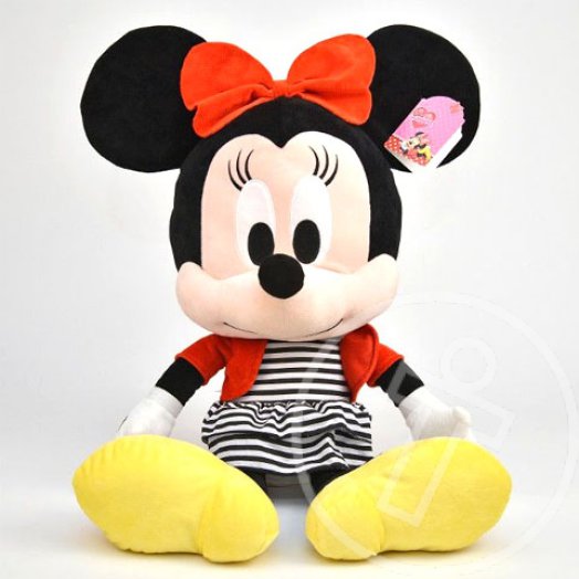 Mikiegér: Minnie egér plüssfigura - csíkos ruhában, 75 cm