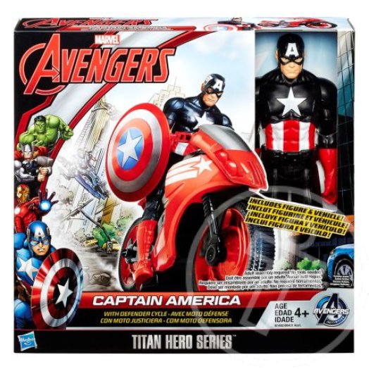 Bosszuallok: Amerika Kapitánya Titánhős 30cm-es figura Defender Cycle motorral - Hasbro