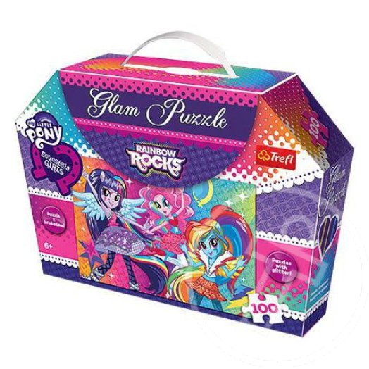 Én Kicsi Pónim: Equestria lányok Rainbow Rocks 100db-os csillámos puzzle - Trefl