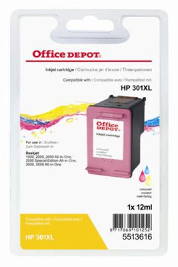 Office Depot HP CH564EE/301XL kompatibilis patron, színes