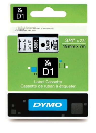 Dymo D1 19mm szalag, fekete/fehér