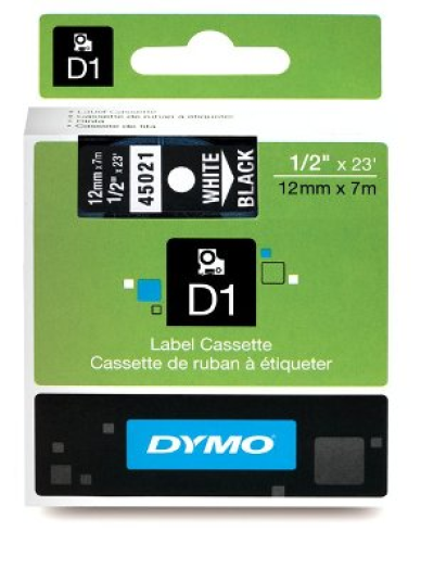 Dymo D1 12mm szalag, fekete/fehér