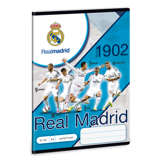 Real Madrid fehér A5 szótárfüzet 31-32