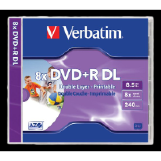 DVD+R Double Layer kétrétegű lemez, normál tokban, nyomtatható felület