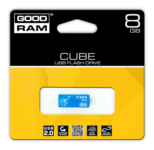GOODRAM pendrive, 8GB, USB 2.0 , 'Cube' kék