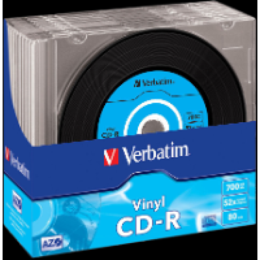 CD-R lemez 700 MB 52x, vékony tok, "Vinyl", 10db/csomag
