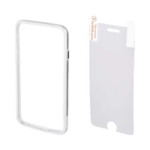 iPhone 6 Plus képernyővédő fólia + fehér műanyag tok