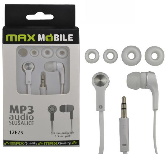 Max Mobile MP3 fülhallgató fehér, cserélhető fbetét