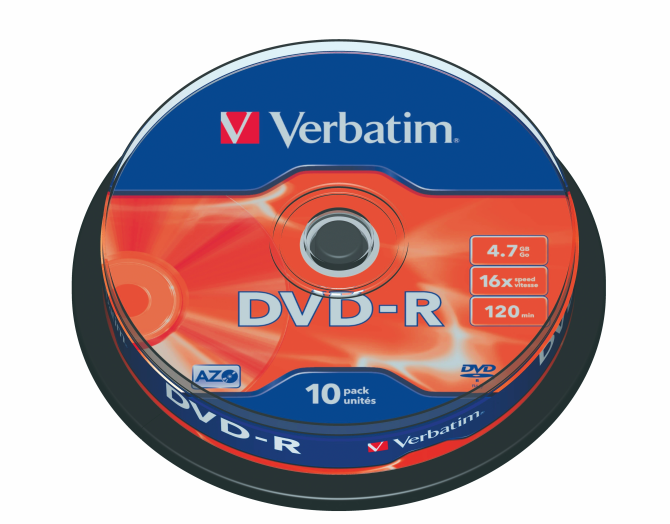 Verbatim Azo DVD-R lemez 4,7GB 16x,hengeres, 10 db/cs