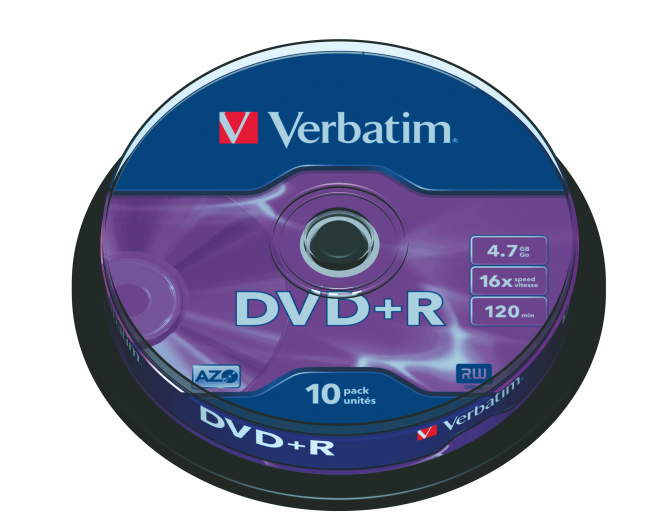 Verbatim Azo DVD+R lemez 4,7GB 16x,hengeres, 10 db/cs