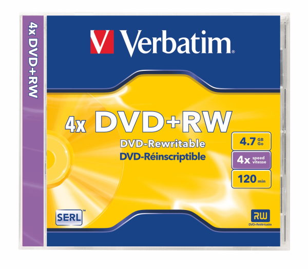Verbatim DVD+RW lemez 4,7GB, 4x, normál tokos