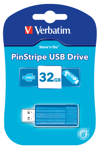 Verbatim Pinstripe 32GB USB memória, USB 2.0, karibikék