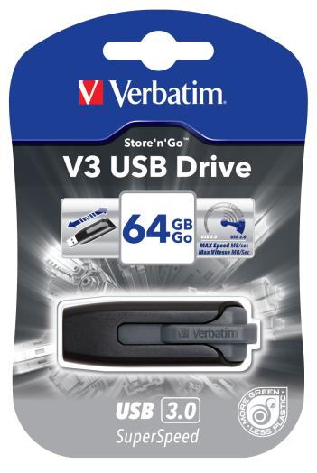 Verbatim V3 64GB USB memória USB 3.0, fekete-szürke