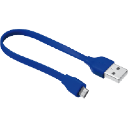 Flat micro-USB kék töltő/adatkábel 20cm (20140)