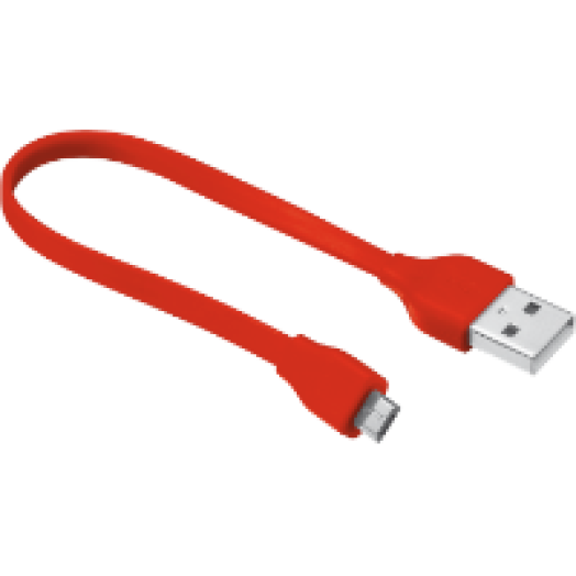 Flat micro-USB piros töltő/adatkábel 20cm (20141)