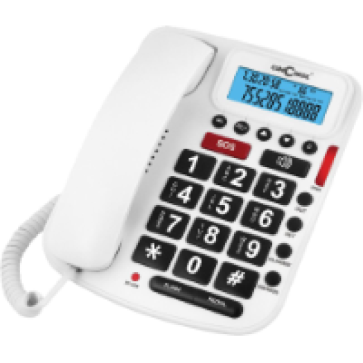 5030 asztali telefon időseknek, fehér színben