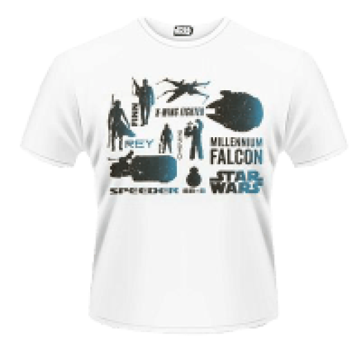 Star Wars The Force Awakens - Blue Heroes Character T-Shirt L