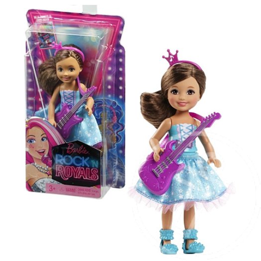 Barbie a Rocksztár hercegnő: Chelsea sztárcsemete baba lila gitárral