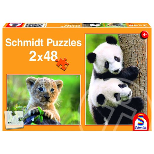 Tigris és pandakölyök 2 x 48 darabos puzzle