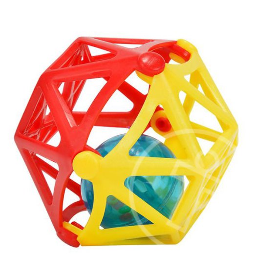 ABC műanyag hálós csörgő labda - piros-sárga