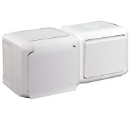 FORIX IP44 FK EGYPÓLUSÚ KAPCSOLÓ + FÖLDELT AJZAT FEHÉR 16A 250V