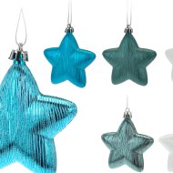 FÜGGŐ DÍSZ SZETT CSILLAG 8CM 3DB KÉK-FEHÉR KARÁCSONY 2013