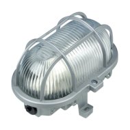 OVÁLIS HAJÓLÁMPA MŰANYAGRÁCSOS E27 MAX 60W,IP44,230V, SZÜRKE (303843)