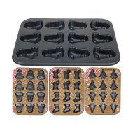 TEPSI 34,5X26X2CM FÉM, 4-FÉLE 12DB KARÁCSONYI MINTÁS SÜTEMÉNYHEZ
