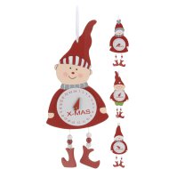 DEKOR FIGURA ÓRÁS AKASZTHATÓ 40CM 4FÉLE FA KARÁCSONY 2015