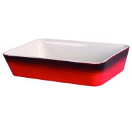 KERÁMIA SÜTŐTÁL NÉGYSZÖGLETES 1,5L 25,5X16CM FEKETE-PIROS
