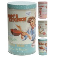 FÉM DOBOZ "VINTAGE KONYHA" MINTÁVAL 11X19CM HENGER 3-FÉLE MINTA