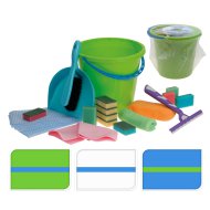 TAKARÍTÓ SZETT: SZIVACS+PORTÖRLŐ+ TÖRLŐKENDŐ+VÖDÖR+ABLAKLEHÚZÓ+SEPRŰ