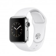 Apple Watch Series 2 - 38 mm-es, rozsdamentes acél tok fehér sportszíjjal