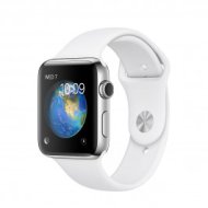Apple Watch Series 2 - 42 mm-es, rozsdamentesacél tok fehér sportszíjjal