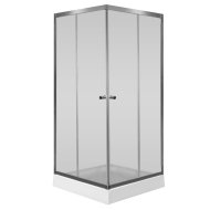 ZUHANYKABIN 80X80X200CM, SZÖGLETES 5MM MATT BIZT.ÜVEG,TÁLCÁVAL