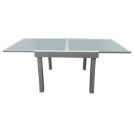 ASZTAL ALUMINIUM EDZETT ÜVEGLAPPAL 90/180X90X75CM